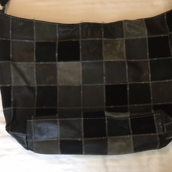 Genuine Leather and Genuine Suede Patchwork Lucky Brand Leather Suede Bucket Bag - Picture 2 of 13